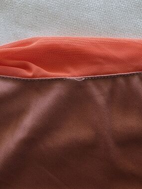 Coral Orange One-Shoulder Ruched Mesh Midi Dress, Size L, Stretchy